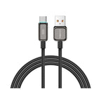 Recci RS42C Lamp Display Serisi USB-A to Type-C 100W Hızlı Şarj Özellikli Data ve Şarj Kablosu 1.5M Siyah