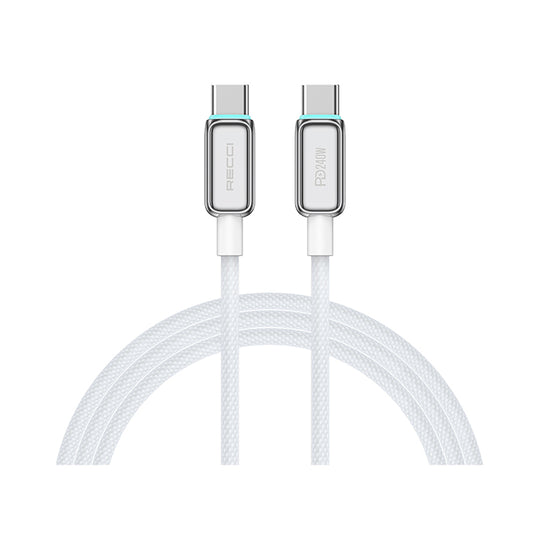 Recci RS42CC Lamp Display Serisi Type-C to Type-C PD 240W Hızlı Şarj Özellikli Data ve Şarj Kablosu 1.5M Gümüş