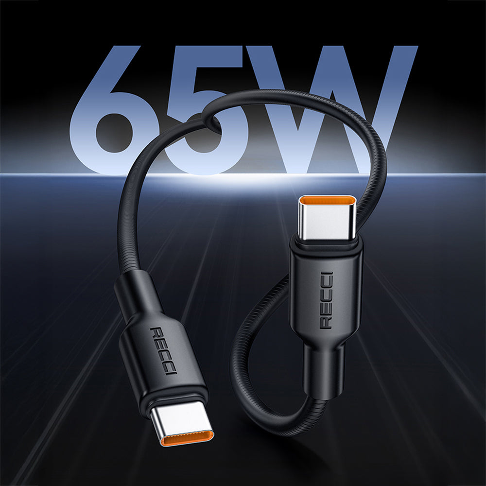 Recci RS46C USB-A to Type-C 2.4A Hızlı Şarj Özellikli Data ve Şarj Kablosu 100W 1.2M Beyaz