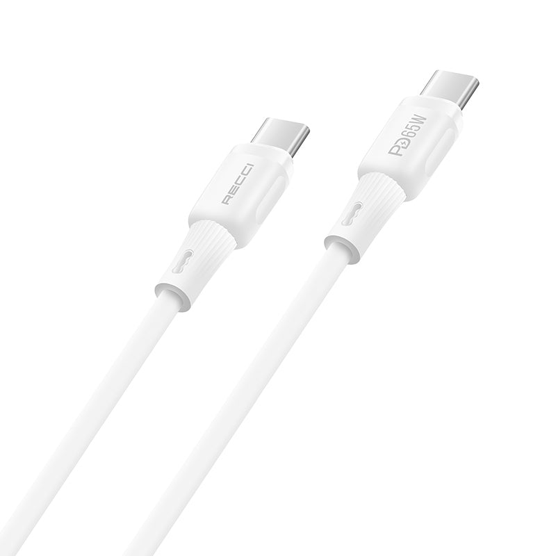 Recci RS52CC Type-C to Type-C PD Hızlı Şarj Özellikli Data ve Şarj Kablosu 65W 1M Beyaz
