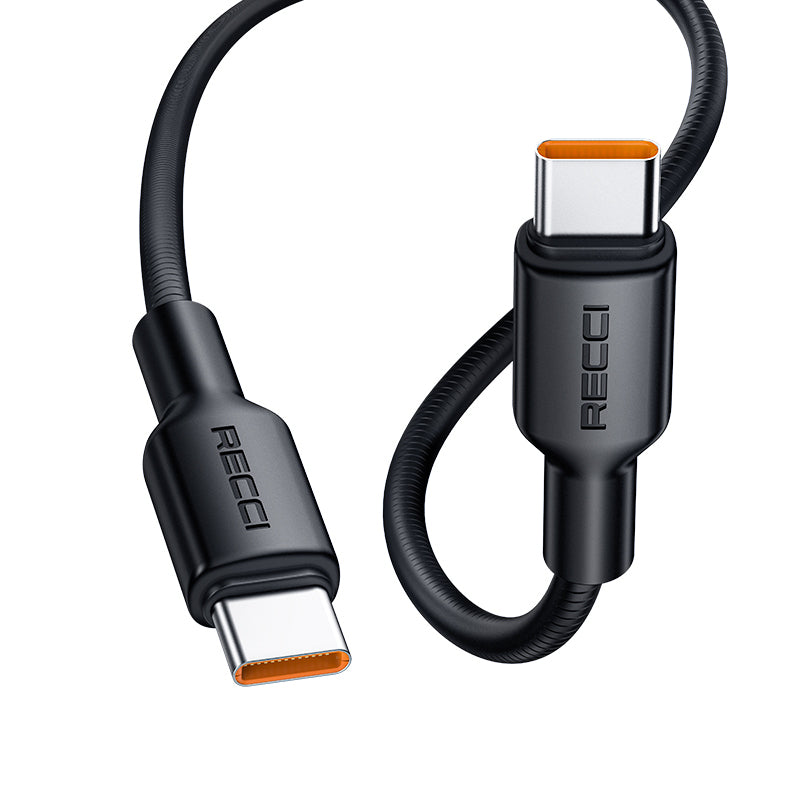 Recci RS56CC Type-C to Type-C PD Hızlı Şarj Özellikli Data ve Şarj Kablosu 100W 1.2M Siyah