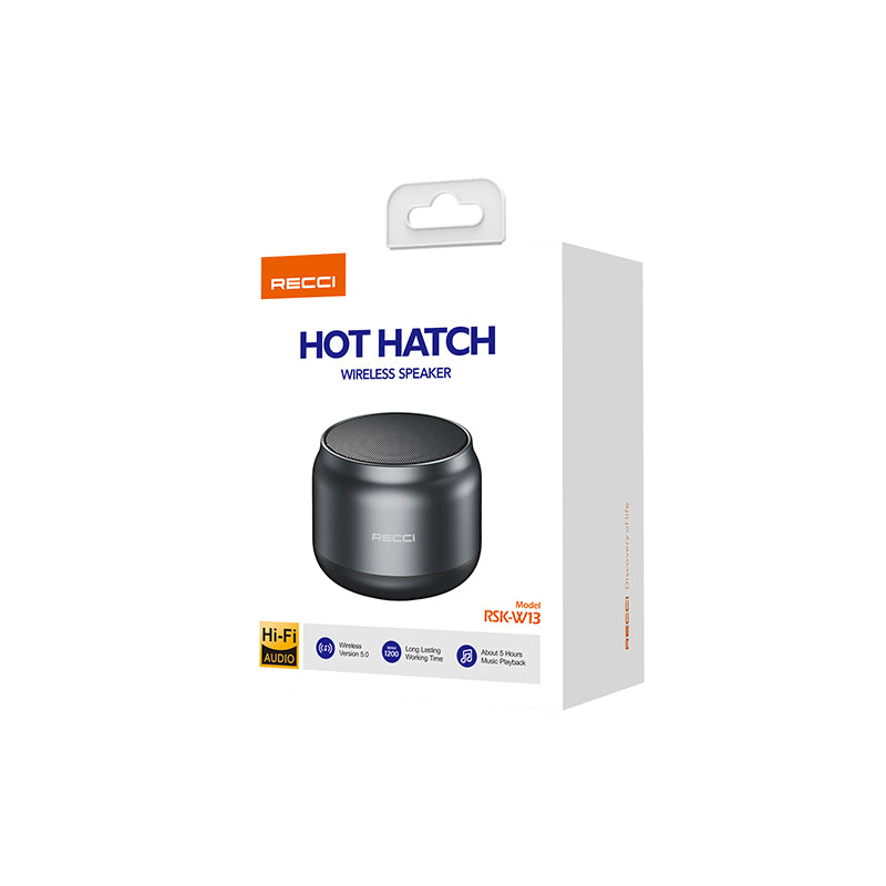 Recci RSK-W13 Hot Hatch Serisi Hi-Fi Wireless Bluetooth 5.0 Speaker Hoparlör 5W 1200mAh Siyah