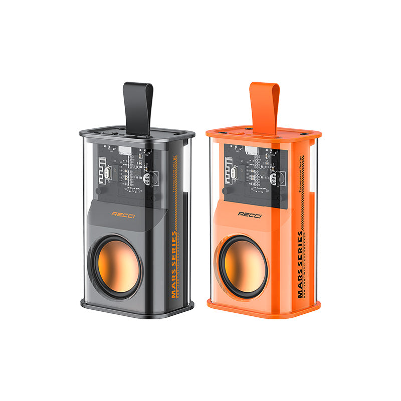 Recci RSK-W30 Mars Serisi Hi-Fi RGB Işıklı Wireless Bluetooth 5.3 Speaker Hoparlör 500mAh Siyah