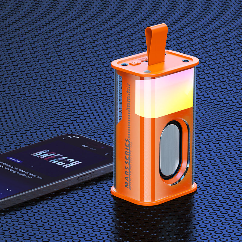 Recci RSK-W30 Mars Serisi Hi-Fi RGB Işıklı Wireless Bluetooth 5.3 Speaker Hoparlör 500mAh Turuncu