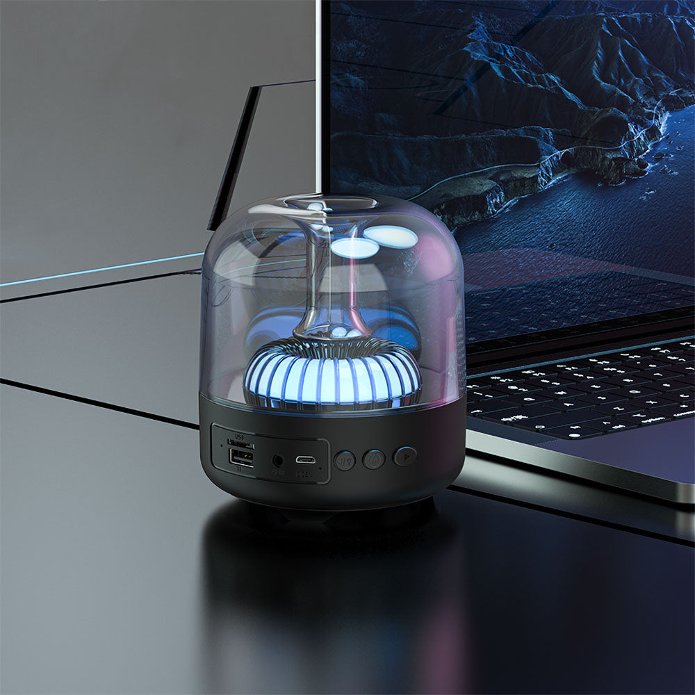 Recci RSK-W31 Amber Serisi FM/TF/AUX Hi-Fi RGB Işıklı Wireless Bluetooth 5.0 Speaker Hoparlör 5W 500mAh Siyah