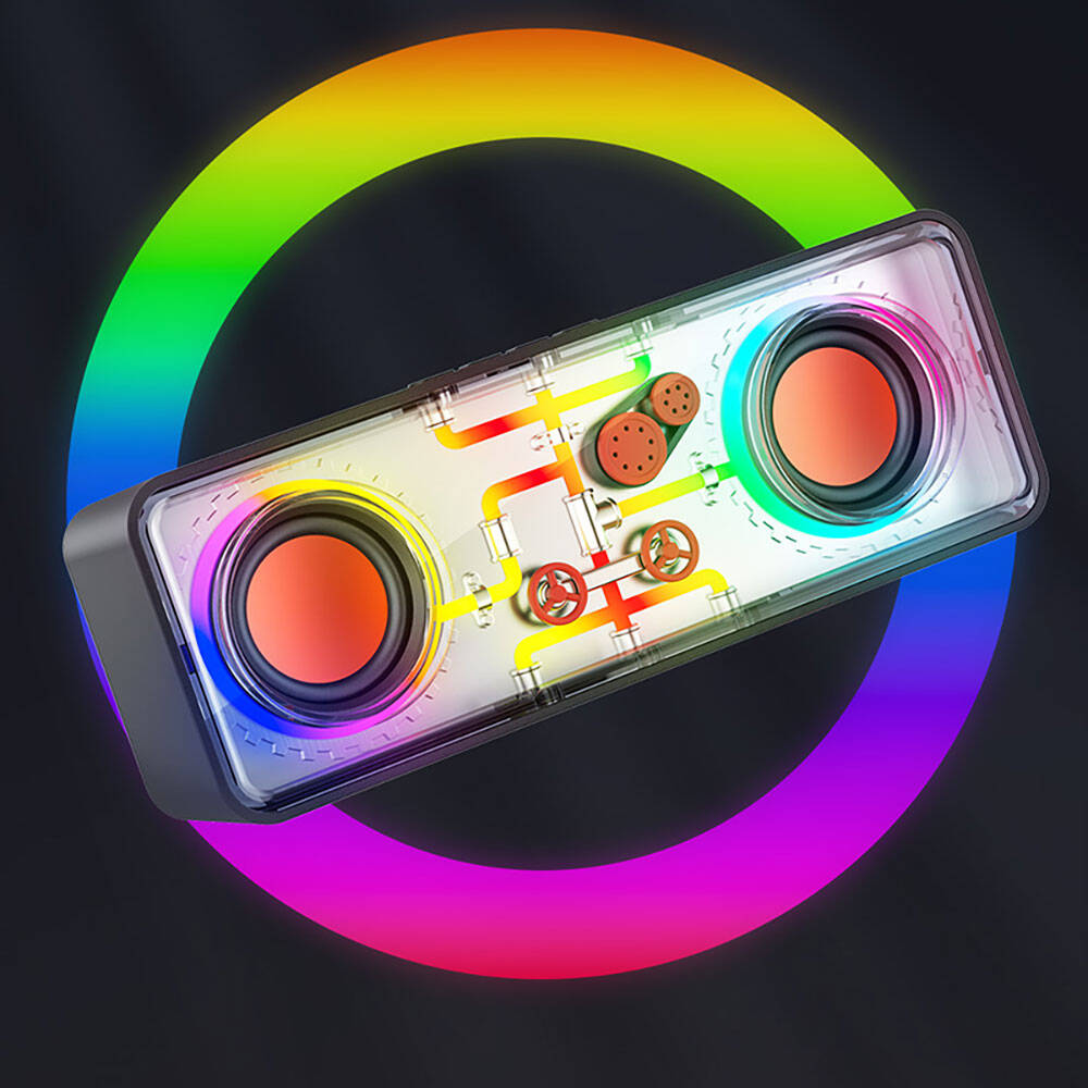 Recci RSK-W38 Space Station Serisi RGB Led Işıklı Bluetooth Hoparlör FM Radio Özellikli Beyaz