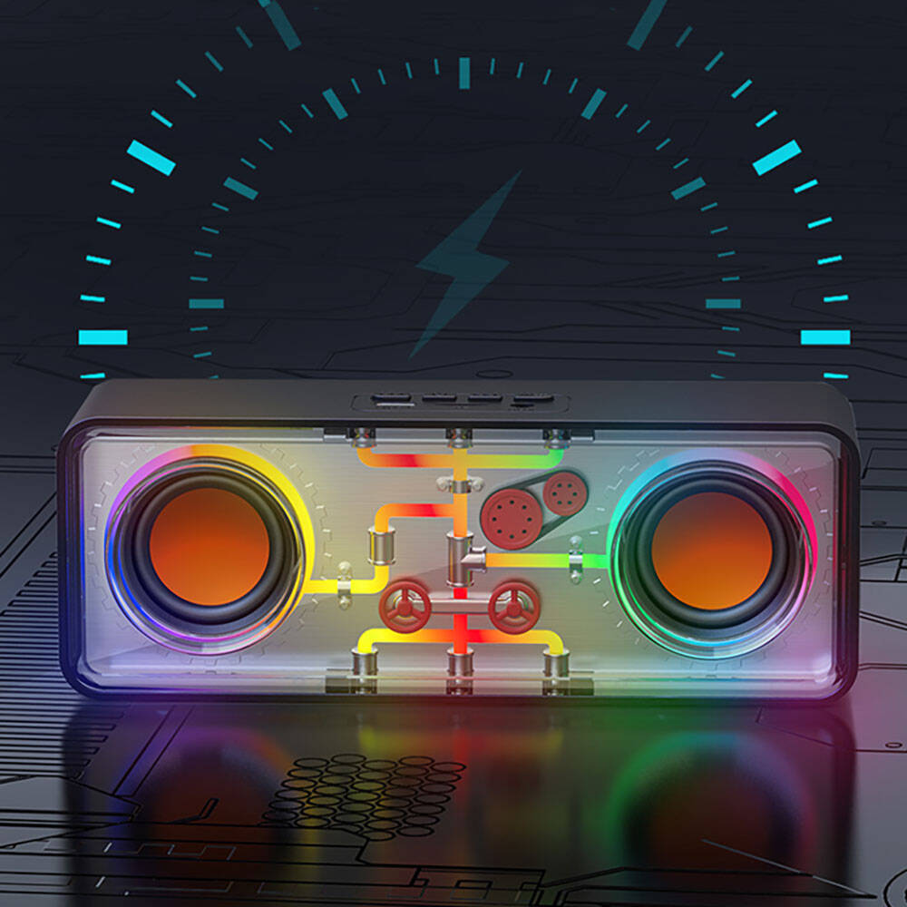 Recci RSK-W38 Space Station Serisi RGB Led Işıklı Bluetooth Hoparlör FM Radio Özellikli Beyaz