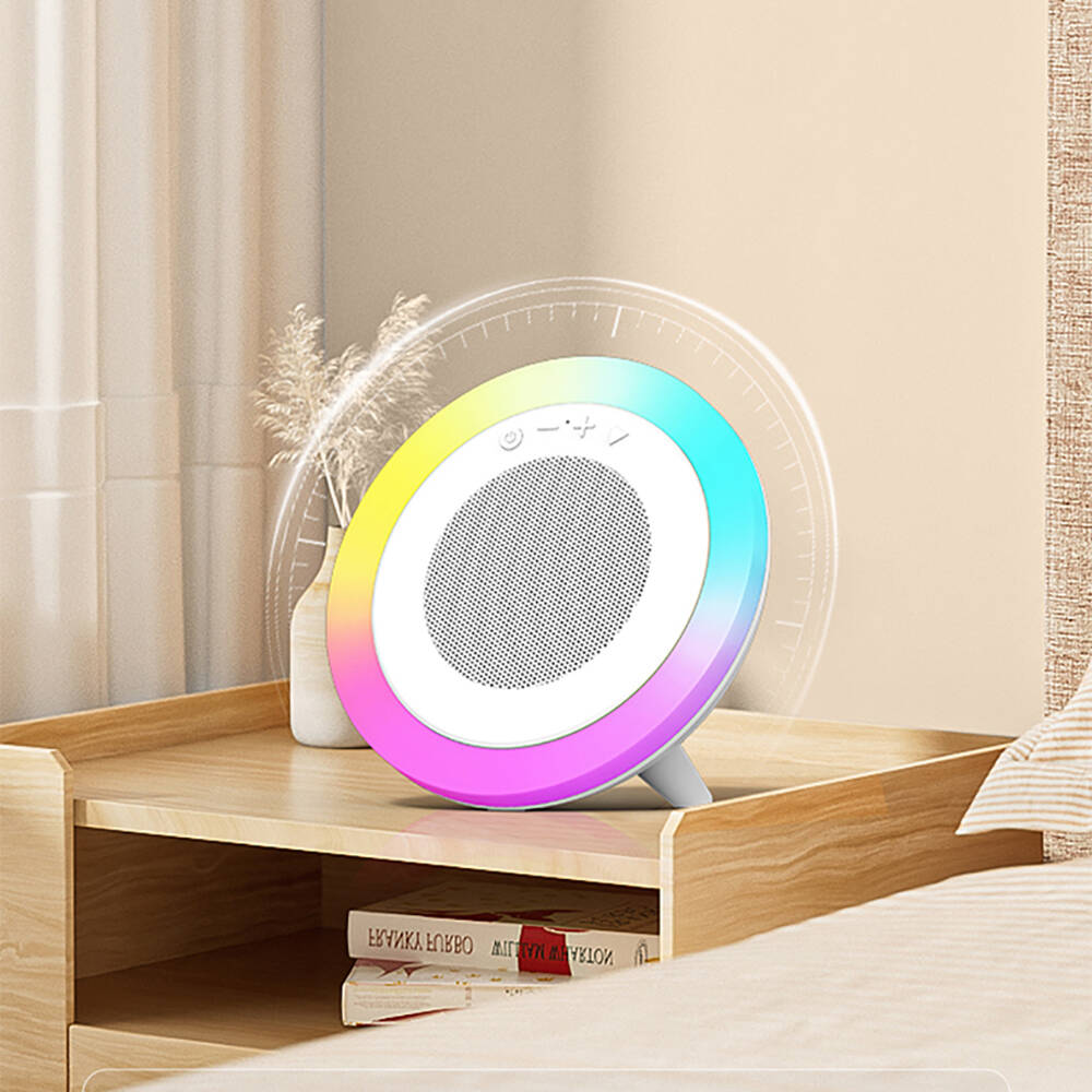 Recci RSK-W42 Moonlight Serisi RGB Işıklı Kablosuz Bluetooth v5.3 Hoparlör Beyaz
