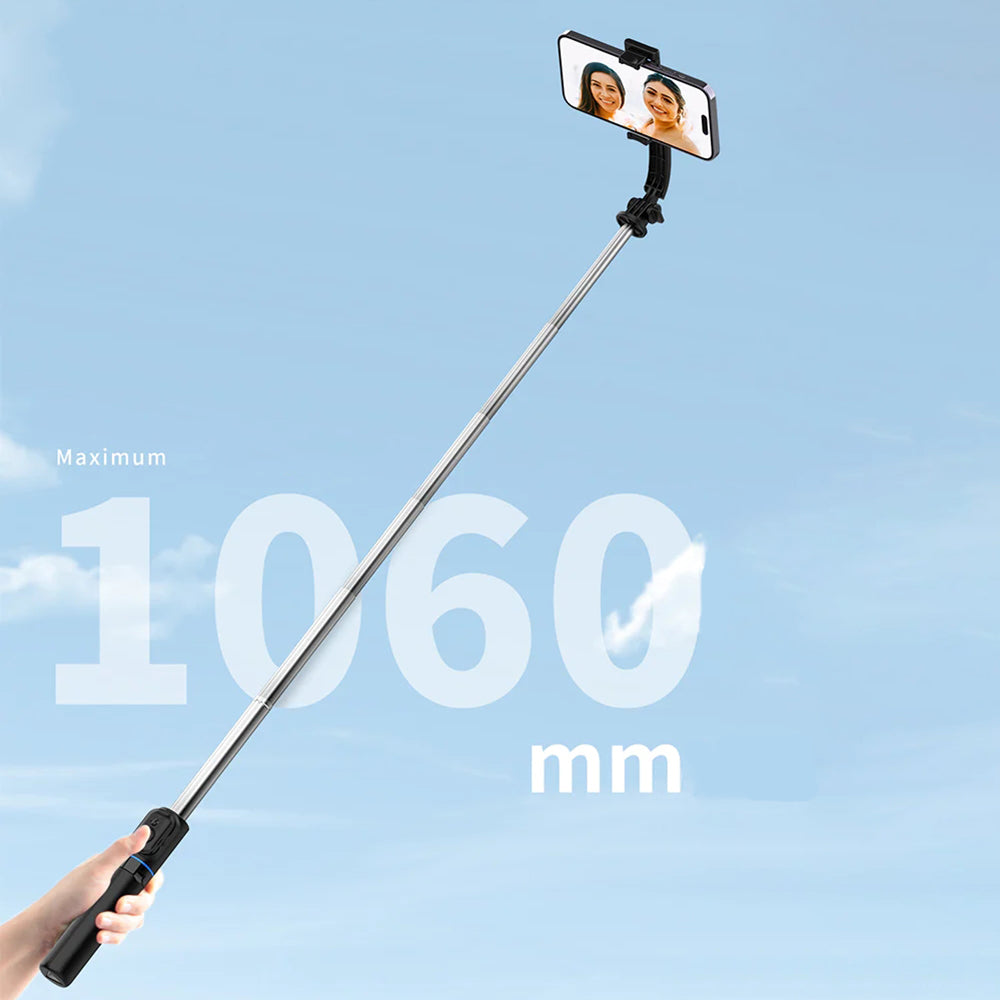 Recci RSS-W03 Bluetooth 5.0 Uzaktan Kumandalı Çok Fonksiyonlu Selfie Çubuğu Siyah