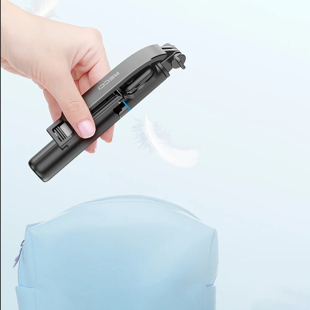 Recci RSS-W03 Bluetooth 5.0 Uzaktan Kumandalı Çok Fonksiyonlu Selfie Çubuğu Siyah