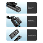 Recci RSS-W03 Bluetooth 5.0 Uzaktan Kumandalı Çok Fonksiyonlu Selfie Çubuğu Siyah