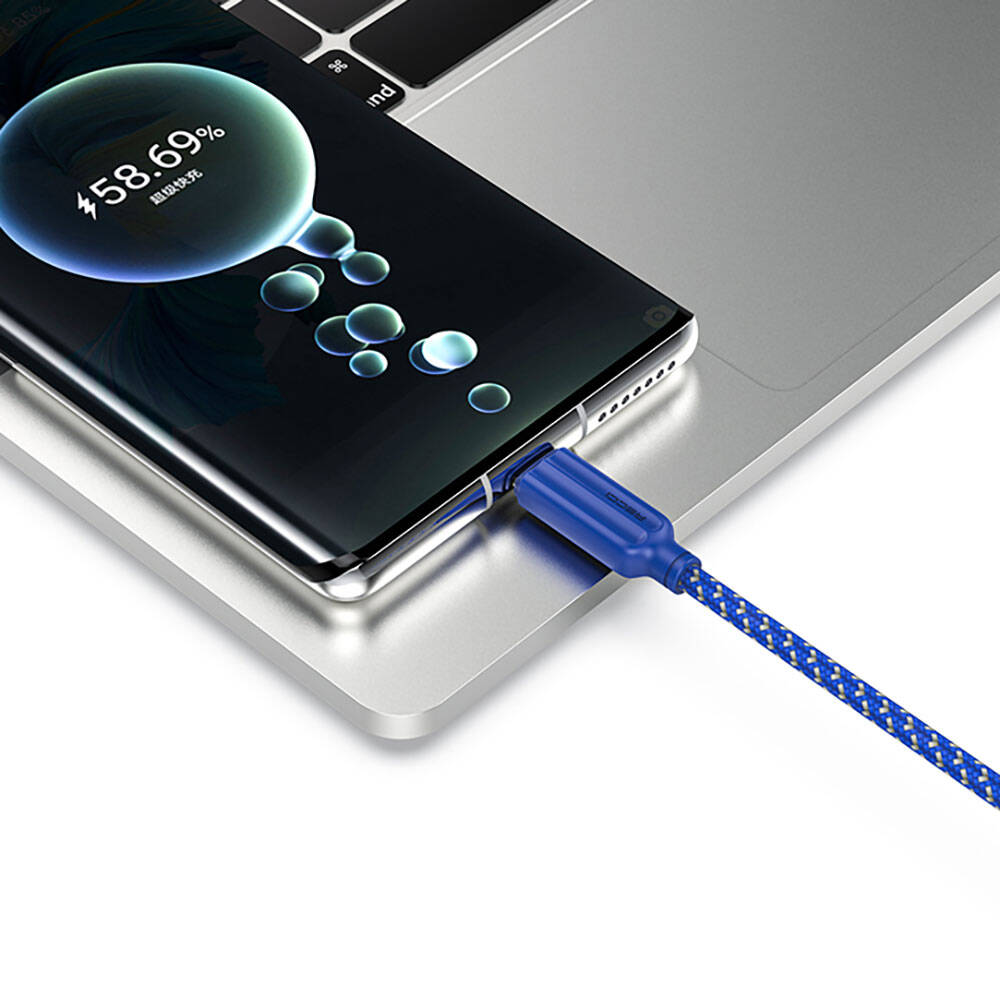 Recci RTC-N23L 2.4A Hızlı Şarj Özellikli Lightning to USB-A Kablo 1M Mavi