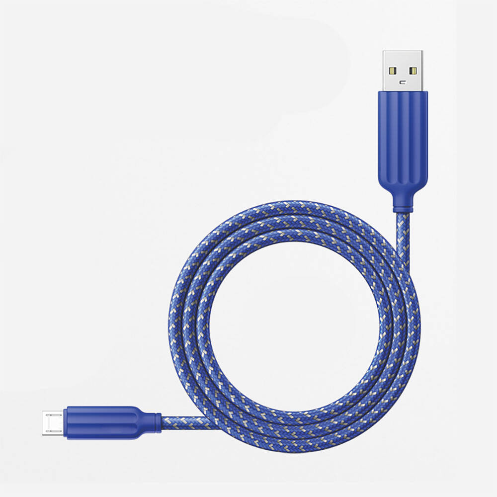 Recci RTC-N23M 2.4A Hızlı Şarj Özellikli Micro to USB-A Kablo 1M Mavi