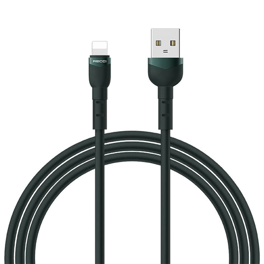 Recci RTC-N35L Hızlı Şarj Özellikli 100cm Lightning to USB-A Kablo Yeşil