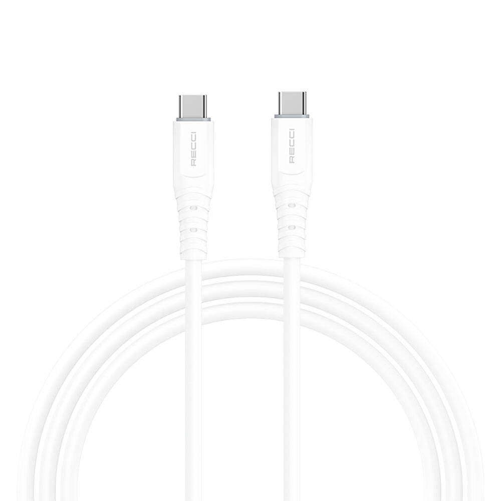 Recci RTC-P09CC Silicone Serisi 65W Hızlı Şarj Özellikli Type-C To Type-C PD Kablo 1.5M Beyaz
