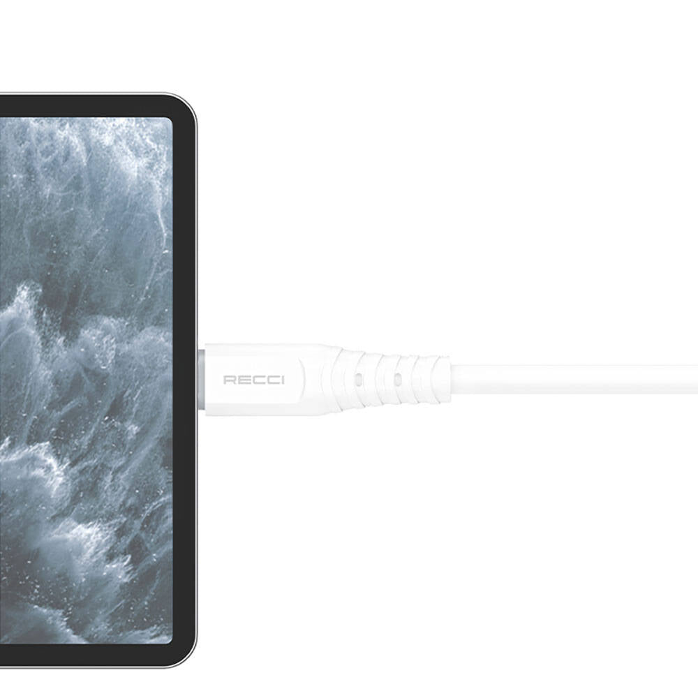 Recci RTC-P09CL Silicone Serisi 20W Hızlı Şarj Özellikli Type-C To Lightning PD Kablo 1.5M Beyaz