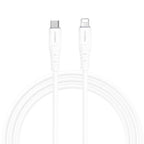 Recci RTC-P09CL Silicone Serisi 20W Hızlı Şarj Özellikli Type-C To Lightning PD Kablo 1.5M Beyaz