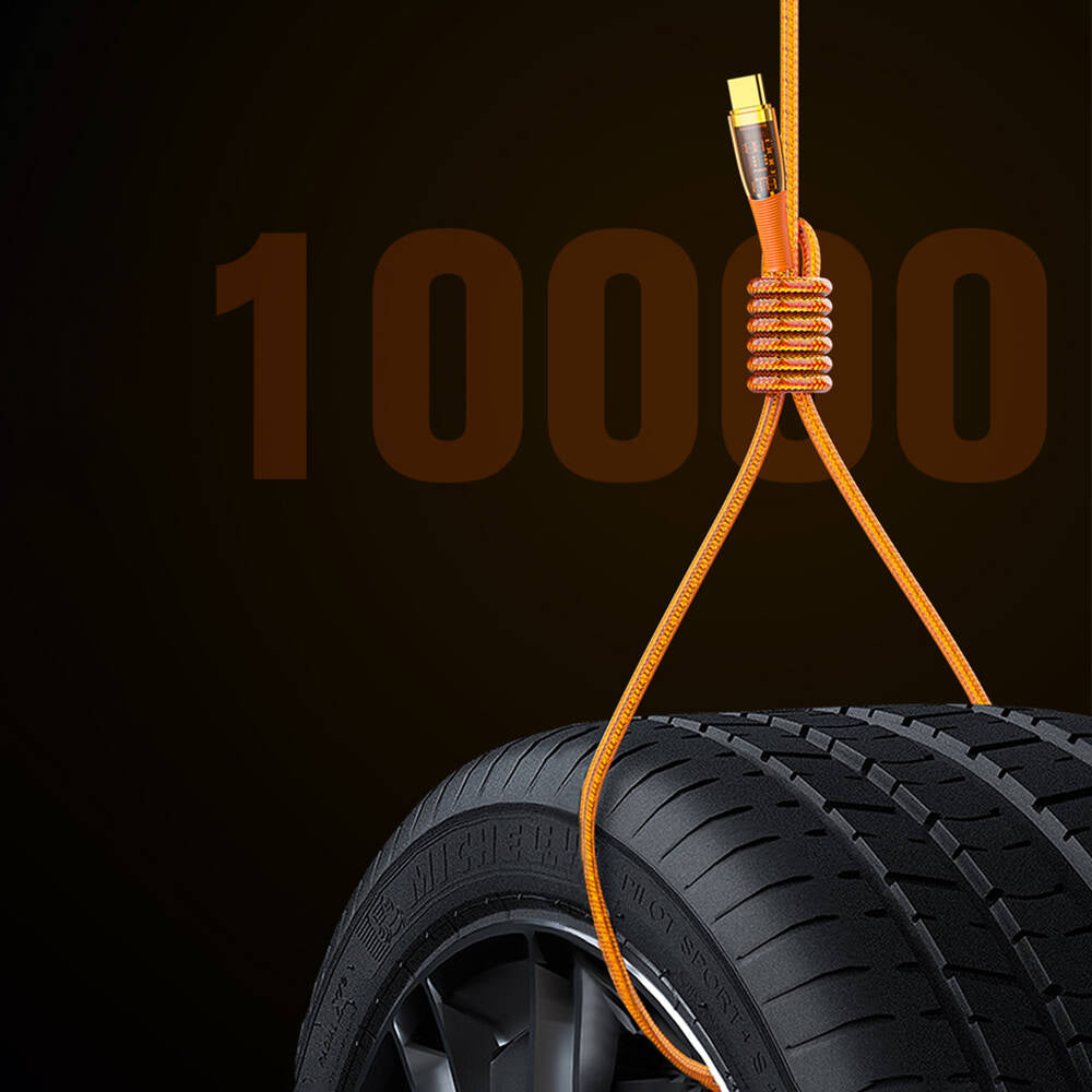 Recci RTC-P19CC Amber Serisi Type-C to Type-C PD 100W Şeffaf Tasarım Şarj ve Data Kablosu 1.5M Turuncu