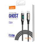 Recci RTC-P21CLPD Ghost Serisi 20W Hızlı Şarj Özellikli Type-C To Lightning PD Kablo 1.2M Siyah