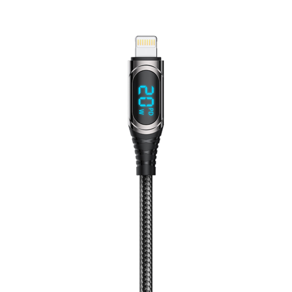 Recci RTC-P21CLPD Ghost Serisi 20W Hızlı Şarj Özellikli Type-C To Lightning PD Kablo 1.2M Siyah