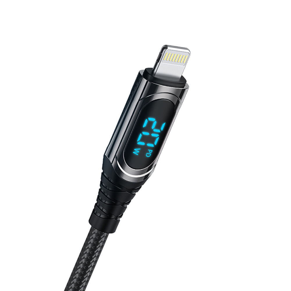 Recci RTC-P21CLPD Ghost Serisi 20W Hızlı Şarj Özellikli Type-C To Lightning PD Kablo 1.2M Siyah