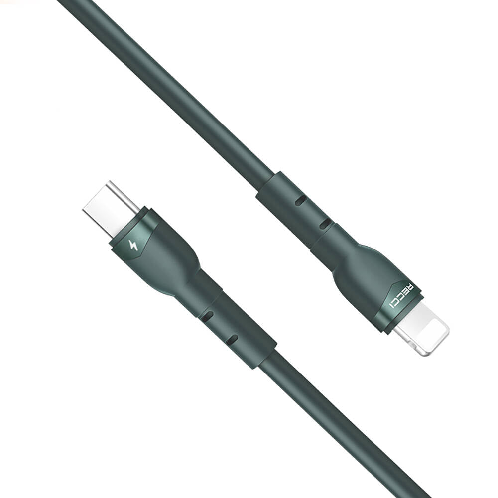 Recci RTC-P35CL Hızlı Şarj Özellikli 100cm Type-C to Lightning Kablo Yeşil