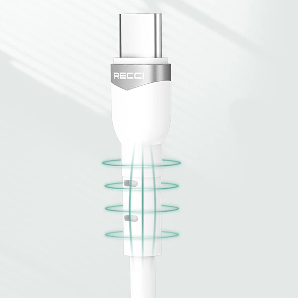 Recci RTC-P35CL Hızlı Şarj Özellikli 100cm Type-C to Lightning Kablo Beyaz