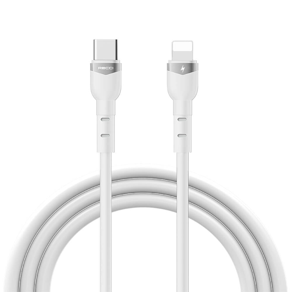 Recci RTC-P35CL Hızlı Şarj Özellikli 100cm Type-C to Lightning Kablo Beyaz