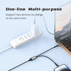 Recci RTC-T16 2 in 1 65W PD Hızlı Şarj Özellikli Lightning ve Type-C To Type-C PD Kablo 1.2M Gri