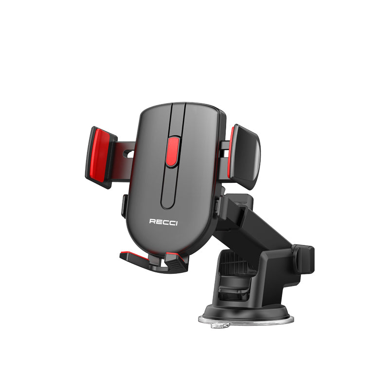 Recci RZ02 Otomatik Mekanizmalı Uzatılabilir Teleskopik Vantuzlu Tasarım Araç Telefon Tutucu Siyah